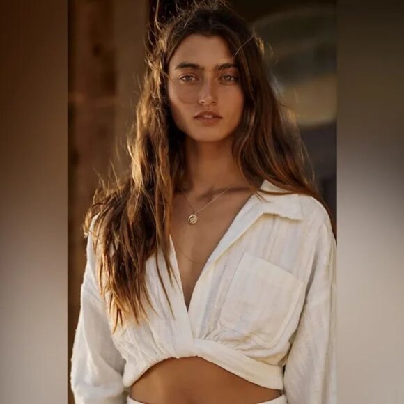 Free People Stay Cool Quilted Top Shorts Set Frenchnilla White Size Medium - Picture 6 of 12